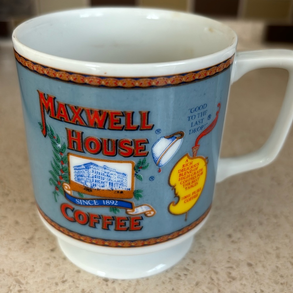MAXWELL HOUSE COFFEE vtg pedestal mug 1970s